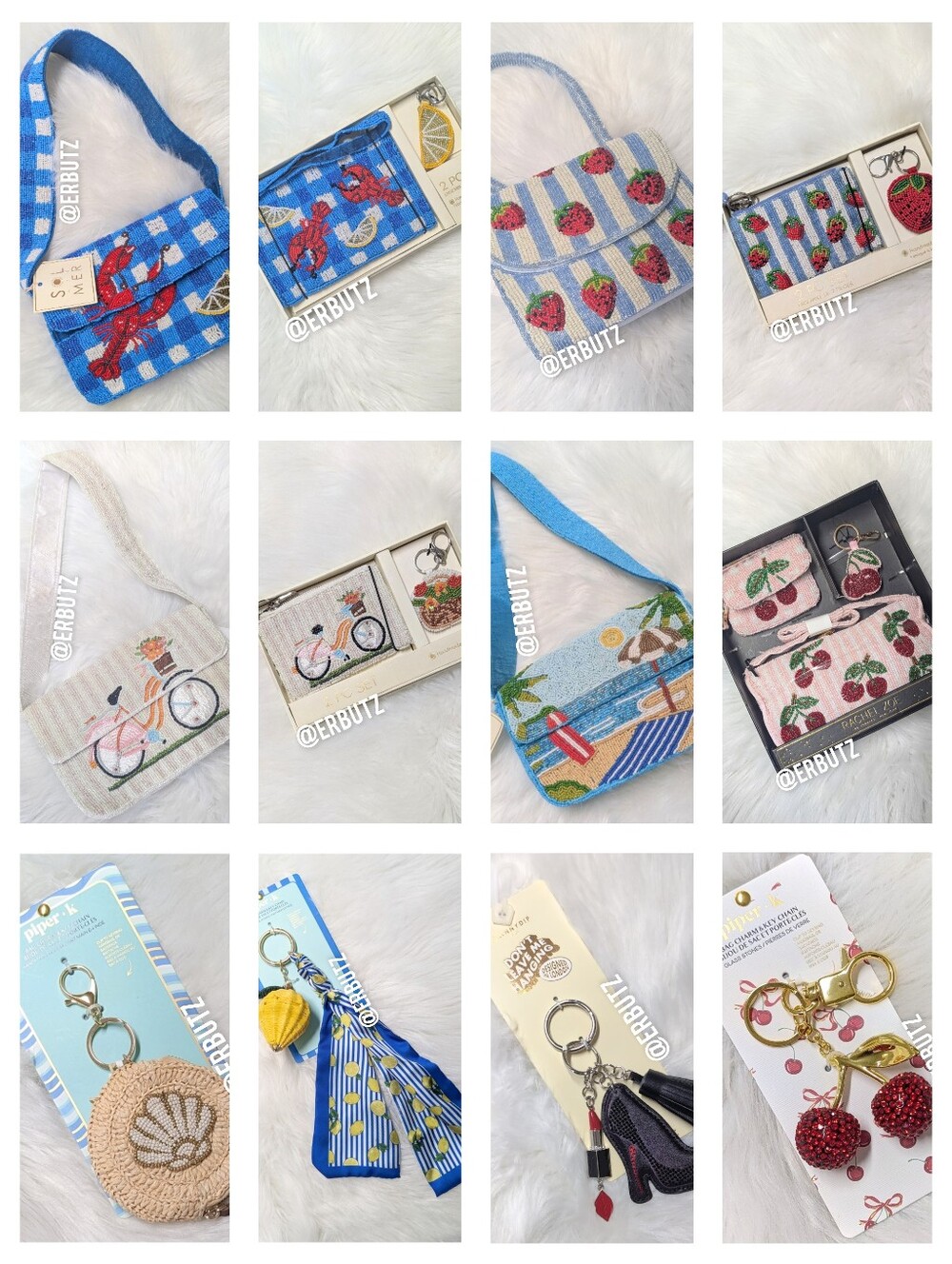 Viral 🎥 SOL and MER Blue Gingham Beaded Lobster and Lemon Shoulder Bag 🦞 - Picture 16 of 16